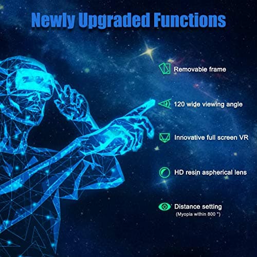 VR Headset with Controller Adjustable 3D VR Glasses Virtual Reality Headset HD Blu-ray Eye Protected Support 5~7 Inch for Phone/Android (Black) 5