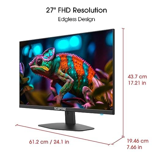 New! Sceptre 27-inch Gaming Monitor 100Hz 1ms DisplayPort HDMI x2 100% sRGB AMD FreeSync Build-in Speakers, Eye Care Frameless Machine Black 2025 (E275W-FW100T Series) 5