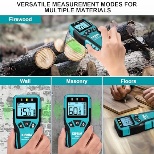 Kiprim Pinless Moisture Meter Home Moisture Level Tester Damp Meter for Floor,Wood, Walls, Concrete – Accurate Non-Destructive Testing Moisture Meter WM01 3