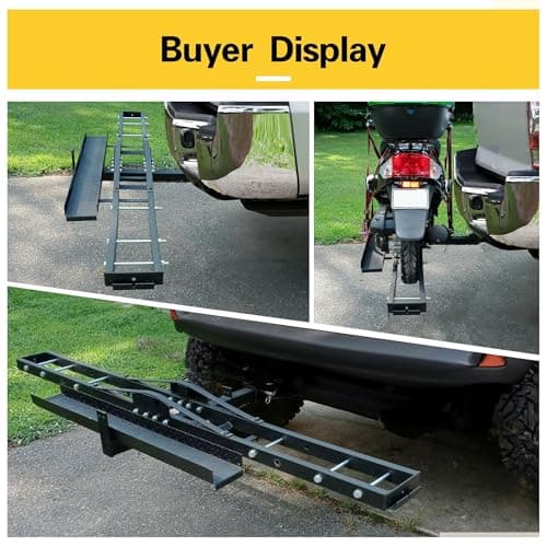 ECOTRIC 500LBS Motorcycle Trailer Hitch Carrier Scooter Dirt Bike Hauler Hitch Mount Rack with Loading Ramp Locking Device Heavy Duty Steel Motorcycle Rack for Hitch Fits 2" Receiver 4