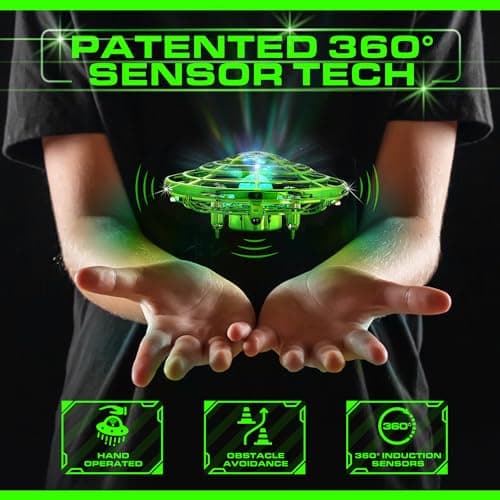 Force1 Scoot Skeet Mini Drone Electronic Shooting Game for Kids (Drone Only) - Hand Drones for Kids Compatible with Scoot Skeet LED Blaster, Electronic Target Game Indoor Flying Ball Toy (Green) 2