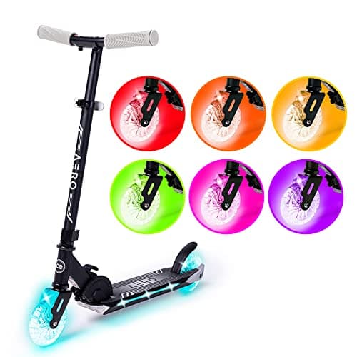 Aero Scooter for Kids 5-7 with Dynamic Lights | Boys Girls 2 Wheels Kick Scooter | Foldable & Height Adjustable, 110lbs Max