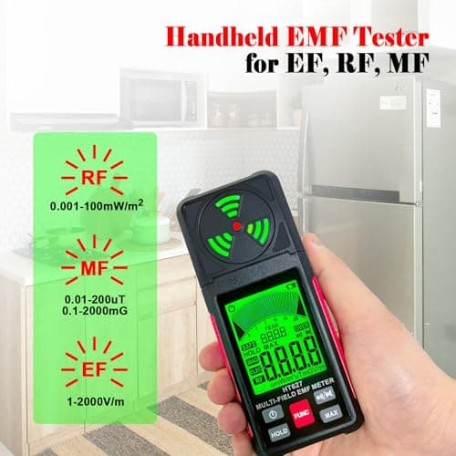 EMF Meter, 3-in-1 Portable Electromagnetic Field Radiation Detector Handheld EMF Tester for EF, RF, MF, WiFi Signal, Radio Frequency Detector Suitable for Home Office EMF Inspections Ghost Hunting 4