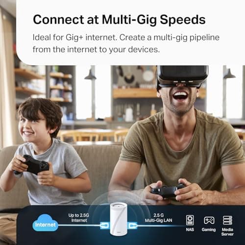 TP-Link Deco BE63 Tri-Band WiFi 7 BE10000 Whole Home Mesh System - 6-Stream 10 Gbps, 4x2.5G Ports Wired Backhaul, 4X Smart Internal Antennas, VPN, MU-MIMO, HomeShield, Free Expert Support (3-Pack) 3