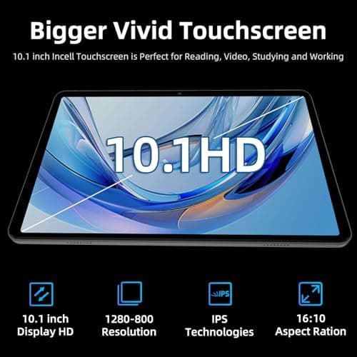 Tablet 10 inch Android 15 Tablet, Octa-Core Processor, 12GB RAM 64GB ROM 2TB Expand, 1280x800 HD Touchscreen, GPS, WiFi 5, Dual Camera, BT5.0, 6000mAh, Widevine L1 (Blue with case) 4