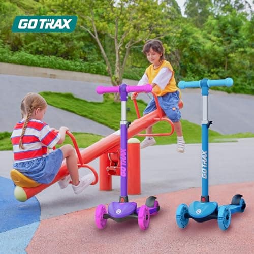 Gotrax KS1 Kids Kick Scooter, LED Lighted Wheels and 3 Adjustable Height Handlebars, Lean-to-Steer & Widen Anti-Slip Deck, 3 Wheel Scooter for Boys & Girls Ages 2-8 and up to 110 Lbs 2