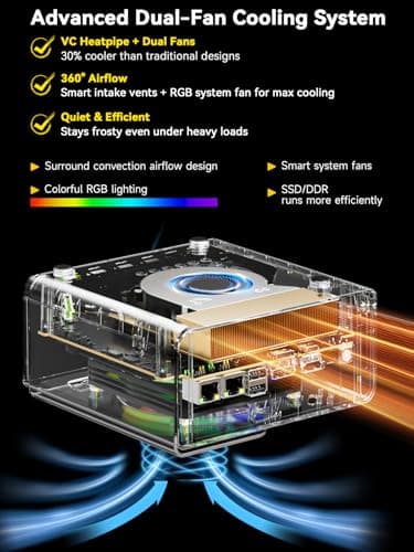 GMKtec EVO-T1 AI Mini PC Workstation Ultra 9 285H (up to 5.4GHz) Mini Gaming Computer, 64GB DDR5 (32GB*2) 1TB PCIe 4.0 SSD 3X M.2 Expansion Slots, Oculink, Quad Screen 8K Display 5