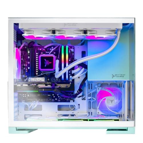 Skytech Gaming Aqua Desktop PC, Ryzen 7 7800X3D 4.2 GHz (5GHz), AMD RX 9060XT 16GB, 1TB Gen4 NVMe SSD, 32GB DDR5 RAM 5200 RGB, 850W Gold ATX 3 PSU, 360mm ARGB AIO, Wi-Fi, Win 11 2