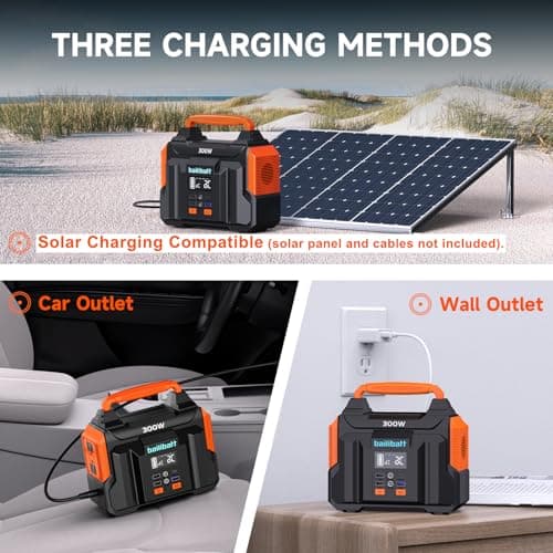 Portable Power Station 300W 257wh Lithium Battery Bailibatt Small Portable Generator for Home Use Camping Travel Emergency Hunting Outdoor, Large Power Bank with AC Outlet for Laptop 4