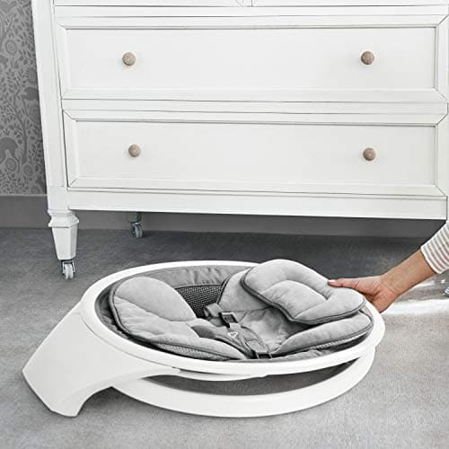 Munchkin Electric Baby Swing, Portable and Lightweight, Bluetooth Enabled Infant Rocker with Natural Sway in 5 Ranges of Motion, Newborn Nursery Essentials, White/Grey 2