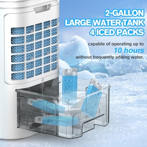 Windowless Portable Air Conditioner, 15H Timer & 120°Oscillation, 3-IN-1 Portable AC Unit with Remote, 2-Gal Tank, 3 Modes & 3 Speeds, Ultra-Quiet 24" Ventless Swamp Cooler for Room Home Office 5