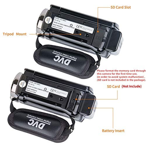 kicteck Video Camera Camcorder Digital Camera Recorder Full HD 1080P 15FPS 24MP 3.0 Inch 270 Degree Rotation LCD 16X Zoom Camcorder with 2 Batteries(604s) 3