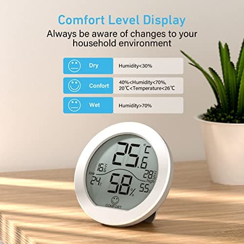 SECRUI Hygrometer Thermometer for Room Temperature Humidity Meter Indoor Thermometer Accuracy Calibration LCD Temperature Sensor with Maximum and Minimum Records, TH1, White, 2 Pack 4