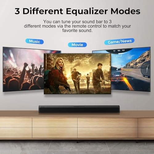 OXS S3 Sound Bars for TV, Home Theater Audio with Dynamic Bass, 3D Surround Sound System TV Sound Bar, TV Speakers, Bluetooth 5.0/Aux/Optical/Coaxial, 80-Watt, 3Eqs, Wall Mountable, Black 3