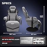 RESPAWN 900 Console Gaming Recliner with Footrest and Lumbar Support - Comfortable Ergonomic Gaming Chair with Headrest, No Wheels, Reclining, Heavy Duty, Racing Style Video Game Chairs - Gray Fabric 2