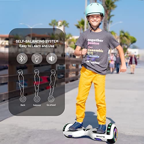 SIMATE Hoverboard, Bluetooth All Terrain Hover Boards with LED Lights and APP Control, Gifts for Kids Adults Girls Boys, for All Ages 4