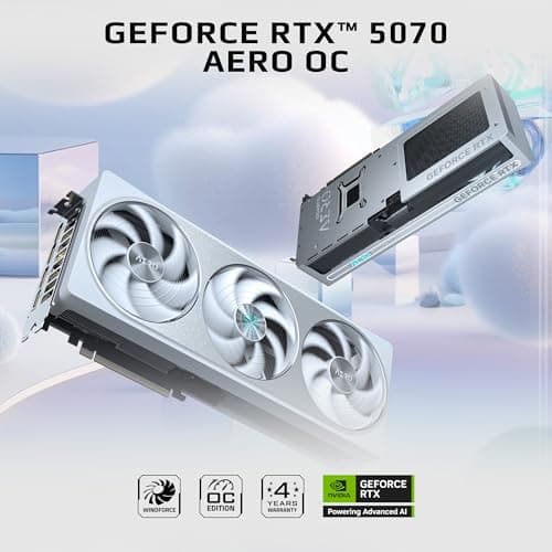 GIGABYTE GeForce RTX 5070 AERO OC 12G Graphics Card, 12GB 192-bit GDDR7, PCIe 5.0, WINDFORCE Cooling System, GV-N5070AERO OC-12GD Video Card 2