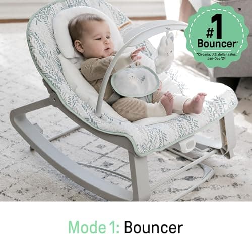 Ingenuity Keep Cozy 3-in-1 Grow with Me Vibrating Baby Bouncer Seat & Infant to Toddler Rocker, Vibrations & -Toy Bar, 0-30 Months Up to 40 lbs (Spruce) 5