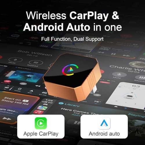 Wireless Carplay Adapter for iPhone,Wired CarPlay to Wireless,Android Auto 2in1 Mini USB Design with Fast Stable Connection Car Play for Apple iOS 10+, Android 11+ Version 3