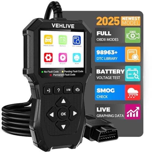 VEHLIVE OBD2 Scanner Diagnostic Tool, Check Engine Light Car Code Reader with Reset, Battery Tester, Live Data, Freeze Frame, I/M Readiness, Car Scanner Diagnostic Tool for All OBDII Car After 1996