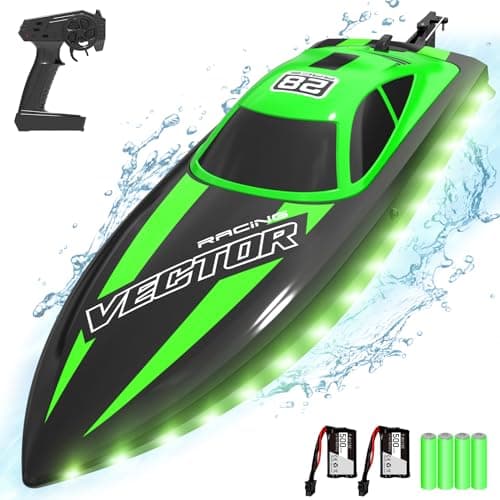 VOLANTEXRC RC Boat 20MPH Fast Remote Control Boat for Adults 2.4Ghz Toy Boats for Pools and Lake with 2 Rechargeable Batteries Toys Gifts for Adults with Light, Green