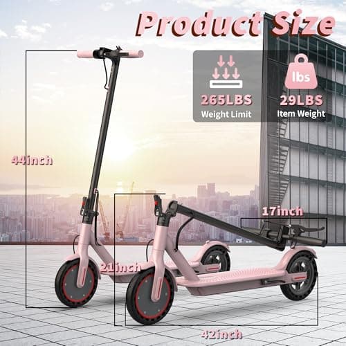 Roinside Electric Scooter - 8.5" Solid Tires, 350W Motor, Up to 19 MPH and 15 Miles Long-Range Commuting Foldable Scooter for Adults with Dual Braking System and Smart App, Pink 3