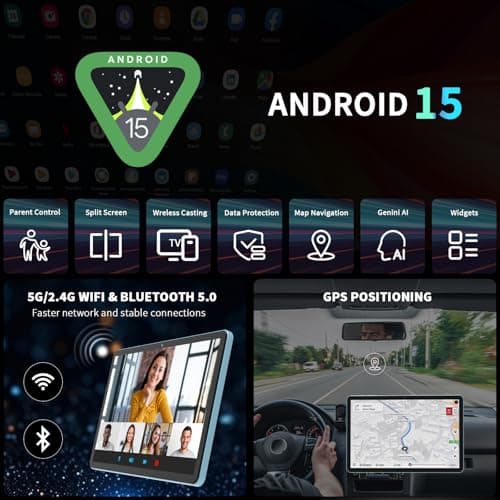 Tablet with Keyboard - 24GB RAM+256GB ROM(2TB Expand), Android 15 Tablet with Octa Core, 5G/2.4G WiFi, 8000mAh, BT V5.0, with Case, Mouse, Stylus, Split-Screen, Widevine L1, Face Unlock(Black Case) 4