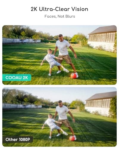 COOAU Solar Security Cameras Wireless Outdoor – Low-Light Rechargeable​​, Easy to Install, 2K 360° Camera for Home Security, Surveillance Cam with AI Smart Detection, Color Night Vision, IP66, Alexa 5