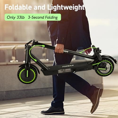 Electric Scooter for Adults, Folding E Scooter with 500W Motor 19 Mph Top Speed 18 Miles Range, 8.5" Solid Tires Folding Commuting Motorized Kick Scooter (Green - 7.8AH Battery Dual Rear Suspension) 3