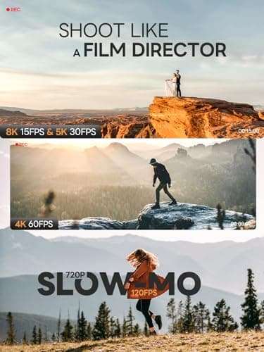 8K Professional Cameras for Photography 64MP - WiFi, 16X Zoom Autofocus, with 64G TF Card & 2 Batteries, 180° Flip Screen, Anti-Shake, Digital Vlogging Camera for YouTube Travel (Black) 2