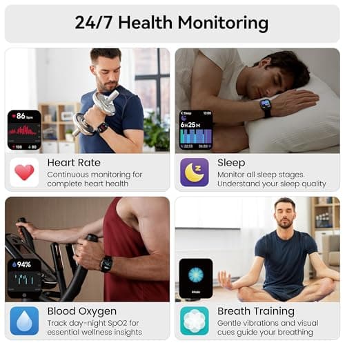 Smart Watch with Alexa Built-in, 1.83" HD Touchscreen Fitness Tracker with Bluetooth Calling, Fitness Watch with Heart Rate/Sleep Monitor, 120+ Sports Modes, IP68 Waterproof Smartwatch for Android iOS 4