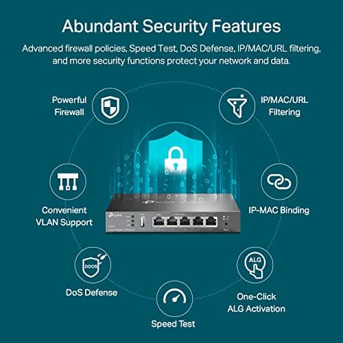 TP-Link ER605 V2 Wired Gigabit VPN Router, Up to 3 WAN Ethernet Ports + 1 USB WAN, SPI Firewall SMB Router, Omada SDN Integrated, Load Balance, Lightning Protection 3