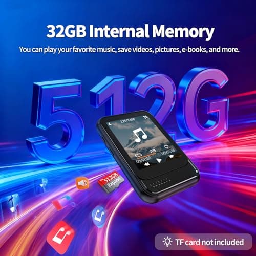 MP3 Player with Bluetooth,Mini MP3 Player with Speaker,Built-in Micro SD Card Slot,Portable Music Player with FM Radio,Video,Voice Recorder,Earphones, for Kids,Sports and Gifts,Max 512GB Expand 4