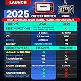 LAUNCH OBD2 Scanner CRP123X Elite, 2025 Lifetime Free WiFi Update scan Tool, FCA SGW, SAS Calibration/Throttle/Brake/BMS/D-P-F/Oil Reset/ABS bleeding, Multi Systems Car Scanner, Battery Test, Auto VIN 2