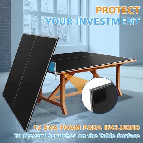 Ping Pong Table Top for Billiard Table, 7FT/8FT/9FT Foldable Table Tennis Table Topper for Pool Table, Indoor Outdoor Table Tennis Conversion Top w/Net & Premium Foam Padding (Black, 7x4 FT) 3
