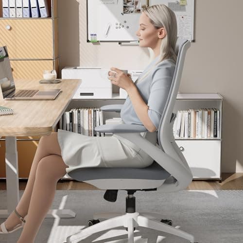 BERYTH Ergonomic Office Chair, High Back Mesh Desk Chair with Lumbar Support, 360° Swivel & Slide-Adjustable Arms, Tilt Lock and Recline, Breathable Task Chair for Home Office & Gaming (Grey) 2