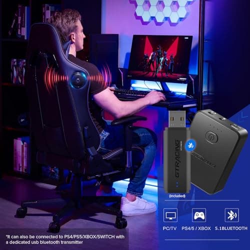GTRACING Gaming Chair with Footrest Speakers Video Game Chair Bluetooth Music Heavy Duty Ergonomic Computer Office Desk Chair 4
