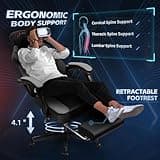 DL-win Gaming Chairs for Adults, Computer Chair with Footrest and High Back, Big and Tall Gamer Chair's with Massage Lumbar Support, 360° Swivel Height Adjustable Gaming Chair, Grey 4