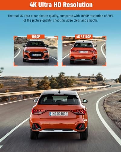 Dash Cam Front and Rear Inside, 4K Full HD Triple Dash Camera for Cars, Car Camera with 32GB Card,Built-in Loop Recording,G-Sensor,24H Parking Monitor,WDR,Accident Lock 5