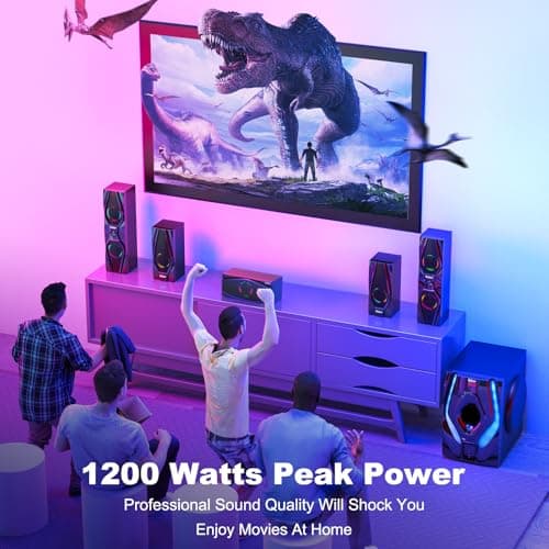 Bobtot Surround Sound Systems Home Theater System - 1200 Watts Peak Power 10" Subwoofer 5.1/2.1 Wired Audio Stereo Speakers Strong Bass with HDMI ARC Optical AUX Bluetooth Input 3