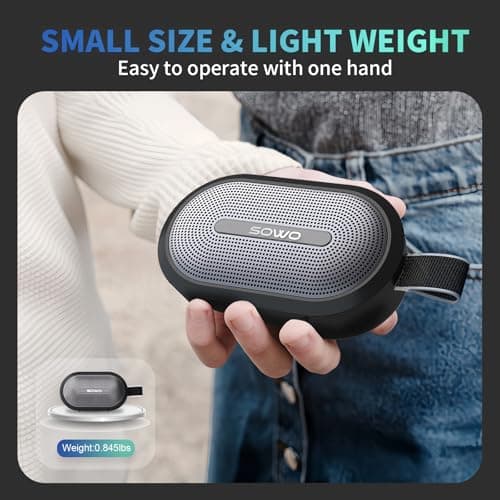 SOWO Wireless Portable Small Speaker, Ultra Magnetic Bluetooth Speaker for Golf Cart, Coverless IP67 Waterproof, 24 H Playtime, Pro Sound, Clip Hanging Design for Outdoor, Indoor - Black 3