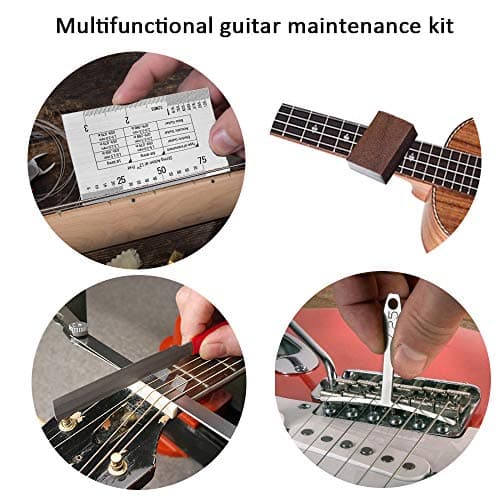 72PCS Guitar Tool Kit，Professional Guitar Repairing Maintenance Tool Kit with Guitar Strings Picks Bridge Pins Gauge Guitar Accessories Gift for Acoustic Guitar Electric Guitar Ukulele Bass Banjo 4
