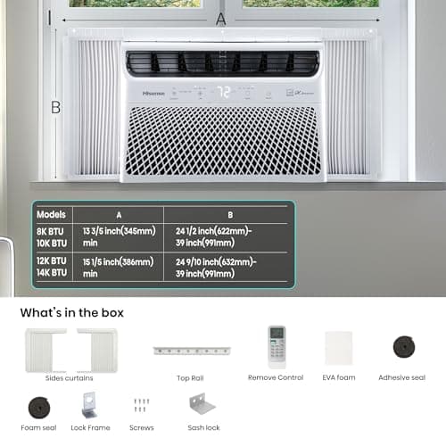 Hisense 8,000 BTU Smart Inverter Window Air Conditioner, 3 modes (Cooling, Fan, Dehumidifier), Easy Installation,Ultra Quiet, 37.6% more Energy Saving, 2 Years Warranty 5