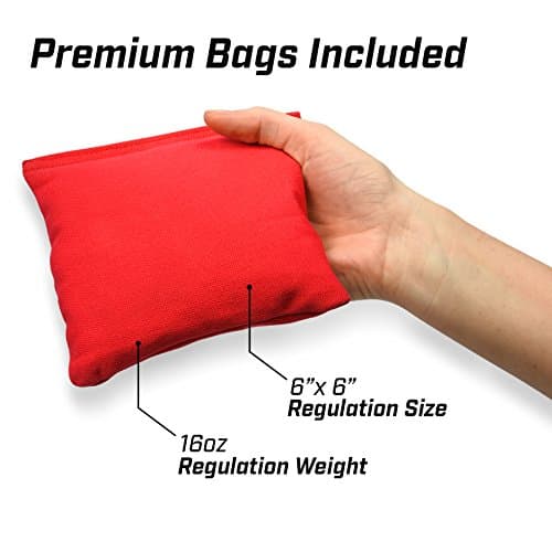 GoSports Flag Series Wood Cornhole Sets – Choose American Flag or State Flags – Includes Two Regulation Size 4 ft x 2 ft Boards, 8 Bean Bags, Carrying Case and Rules 5