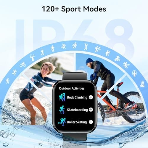 Smart Watch for Men Women, 1.85" HD Fitness Tracker with Bluetooth Calls, 120+ Sport Modes Fitness Watch, Fitness Tracker 24/7 Heart Rate/Sleep Monitor, IP68 Waterproof, Smartwatch for Android/iPhone 3