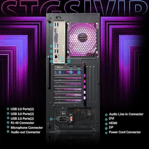 STGAubron Gaming PC Computer Desktop, Intel Core i7 8th Gen up to 4.1GHz, GeForce RTX 3050 6G, 16G DDR4, 1T SSD, WiFi 6, BT 5.2, RGB Fan x6, Windows 11 Home 5