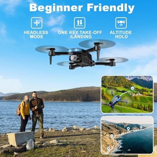 Drone with 1080P Camera - Foldable Remote Control Quadcopter with Voice Gesture Control, 3D Flip, One Key Start, Emergency Stop, 2 Batteries, Easier to use, Toy for Kids Adult Beginners 3