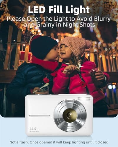 Camkory Digital Camera for Kids，Teens and Starters, FHD 1080P Point and Shoot Camera with 32GB Card 16X Zoom Anti Shake, Gift for Boys Girls Kids, White 4