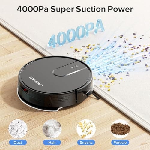 ROPVACNIC Robot Vacuum Cleaner Robot Vacuum and Mop Combo with 4000Pa Suction, Personalized Cleaning Adjustments, Self-Charging Robotic Vacuum Cleaner, Advanced Obstacle Avoidance 3