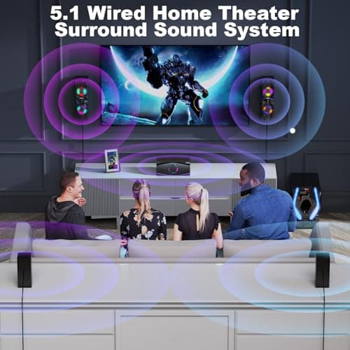 Bobtot Surround Sound Systems Home Theater System - 1200 Watts Peak Power 10" Subwoofer 5.1/2.1 Wired Audio Stereo Speakers Strong Bass with HDMI ARC Optical AUX Bluetooth Input 2